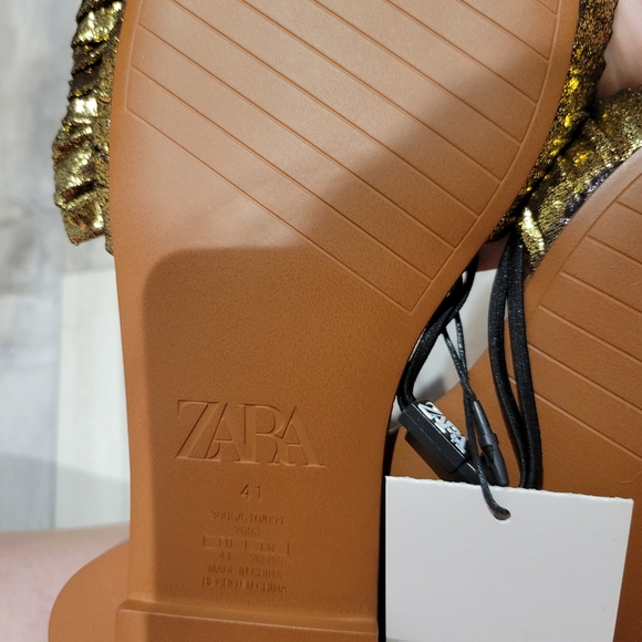 NWT bronze Zara bow flats - Picture 4 of 4